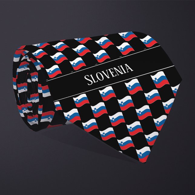 Wavy Slovenia Flag Pattern  Neck Tie (Creator Uploaded)