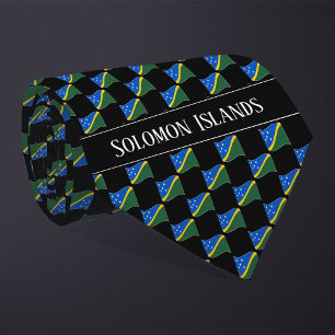 Wavy Solomon Islands Flag Pattern  Neck Tie