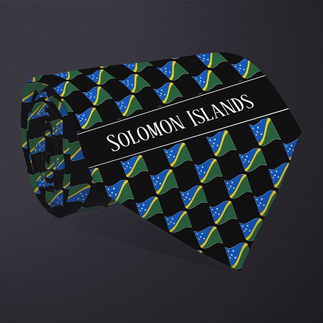 Wavy Solomon Islands Flag Pattern  Neck Tie (Creator Uploaded)