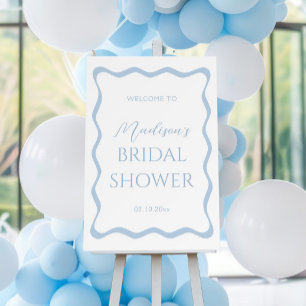 Wavy Something Blue Bridal Shower Welcome Foam Board
