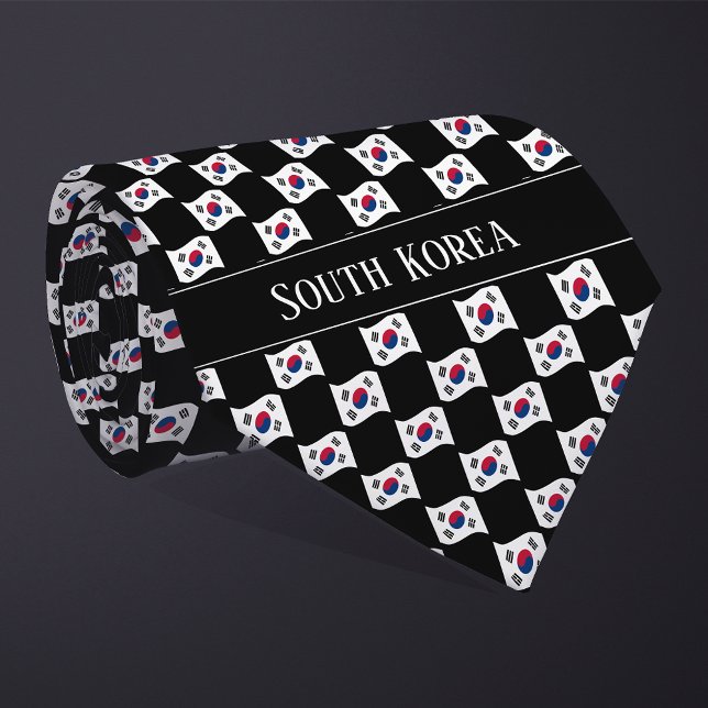 Wavy South Korea Flag Pattern  Neck Tie (Creator Uploaded)
