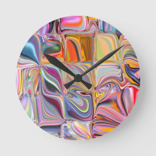Wavy Squares of Time Round Clock