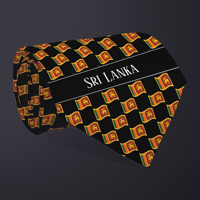 Wavy Sri Lanka Flag Pattern  Neck Tie (Creator Uploaded)