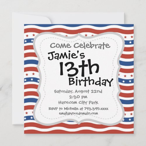 Wavy Stars and Stripes Pattern Personalized Announcements