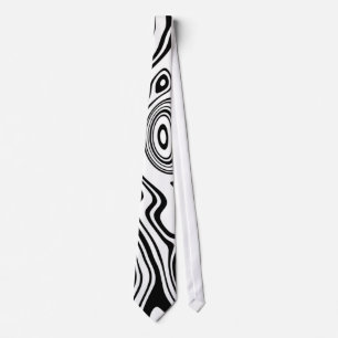Wavy Stripe Art Black White Neck Tie