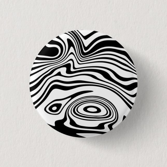 Wavy Stripe Black and White Button (Front)