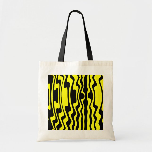 Wavy Stripe - Black and Yellow Tote Bag (Front)
