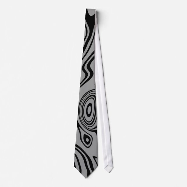 Wavy Stripe Black Gray Neck Tie (Front)