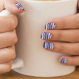 Wavy Stripe Blue White Minx Nail Art