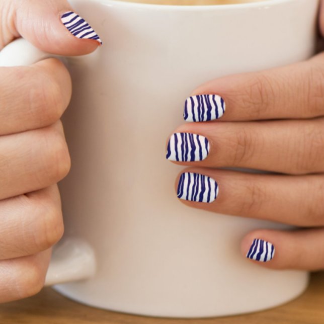 Wavy Stripe Blue White Minx Nail Art (Creator Uploaded)