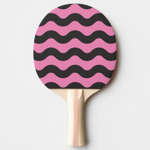 Wavy Stripe Pink and Black Color Ping Pong Paddle