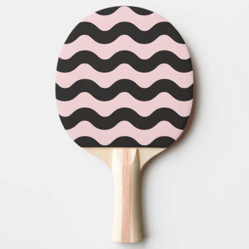 Wavy Stripe Pink Whisper and Black Color Ping Pong Paddle