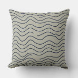 Wavy Stripe Taupe Navy Throw Pillow