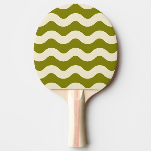 Wavy Stripe Warm Olive Color Ping Pong Paddle