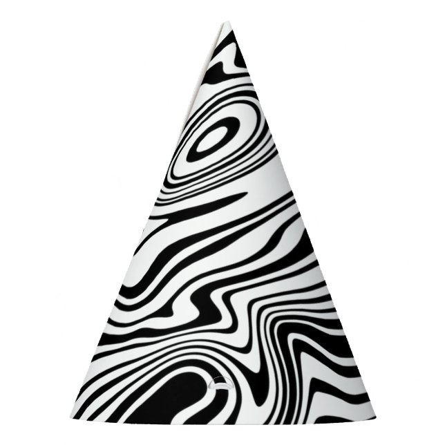 Wavy Striped Black White Party Hat (Left)