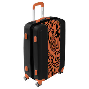 Wavy Striped Orange Black Luggage