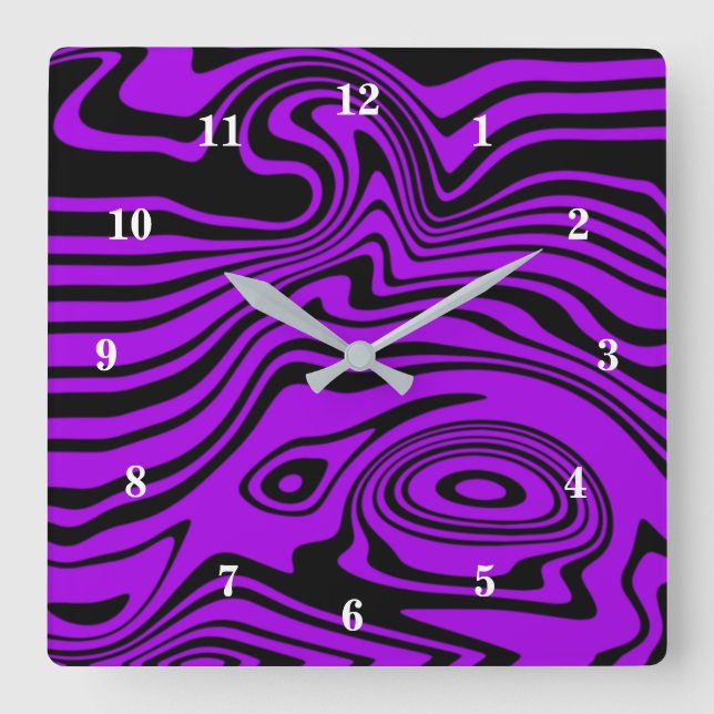 Wavy Striped Purple Black Clock or Choose Colors (Front)