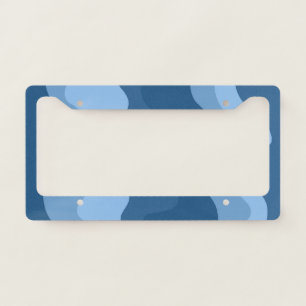Wavy Stripes Boho Geometric Pattern Blue Simple License Plate Frame