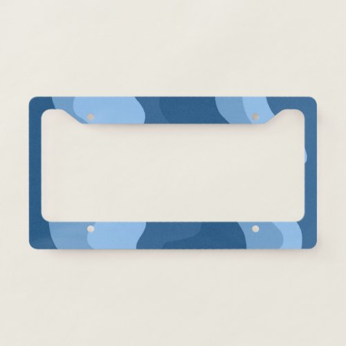 Wavy Stripes Boho Geometric Pattern Blue Simple License Plate Frame