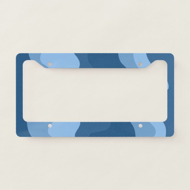 Wavy Stripes Boho Geometric Pattern Blue Simple License Plate Frame (Front)