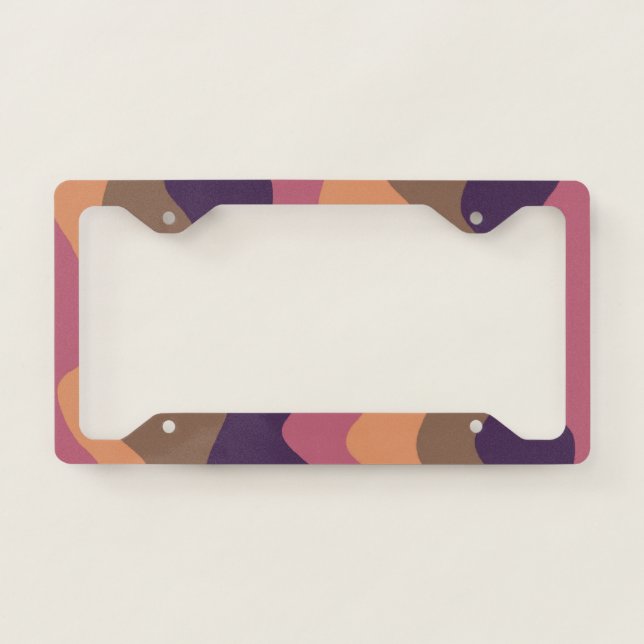 Wavy Stripes Boho Geometric Pattern Earthy Purple License Plate Frame (Front)