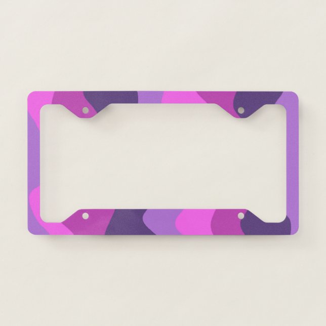 Wavy Stripes Boho Geometric Pattern Purple Bright License Plate Frame (Front)