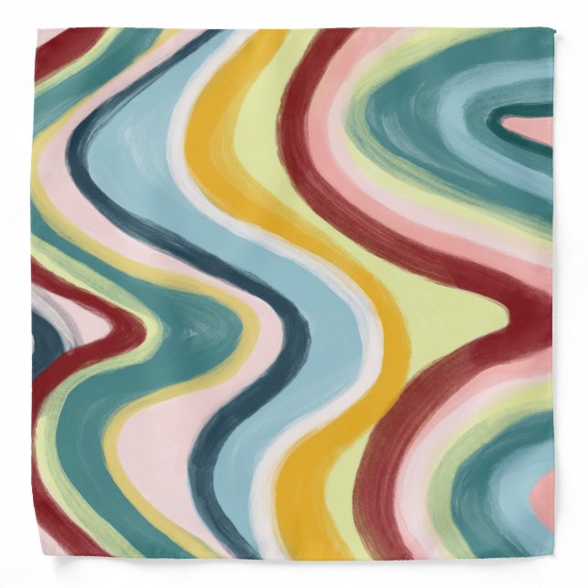 Wavy Stripes Colorful Lines Bandana (Front)