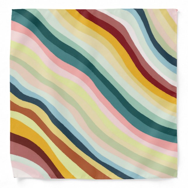 Wavy Stripes Colorful Lines Bandana (Front)