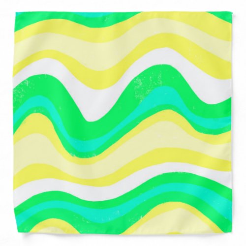 Wavy Stripes Colorful Lines Green Yellow Bandana
