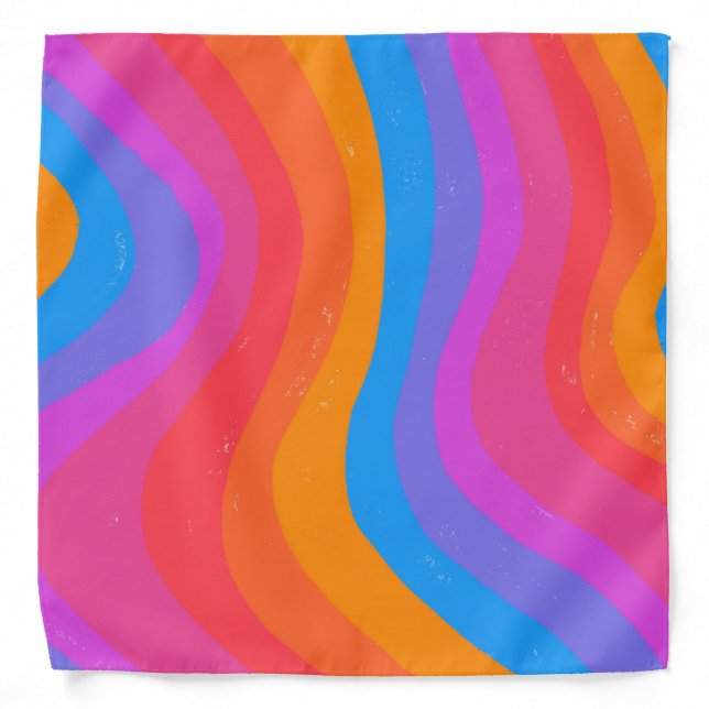 Wavy Stripes Colorful Lines Rainbow Bandana (Front)