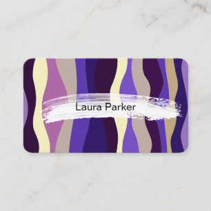 Wavy Stripes Elegant Modern Curvy Purple Business Card