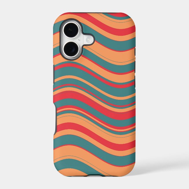 Wavy Stripes Pattern (Red, Pink, Blue) Iphone Case (Back)