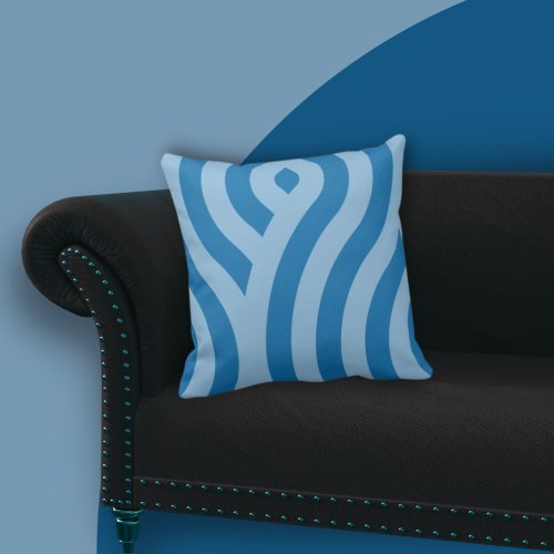 Wavy Stripes Repeat Pattern In Blue Throw Pillow