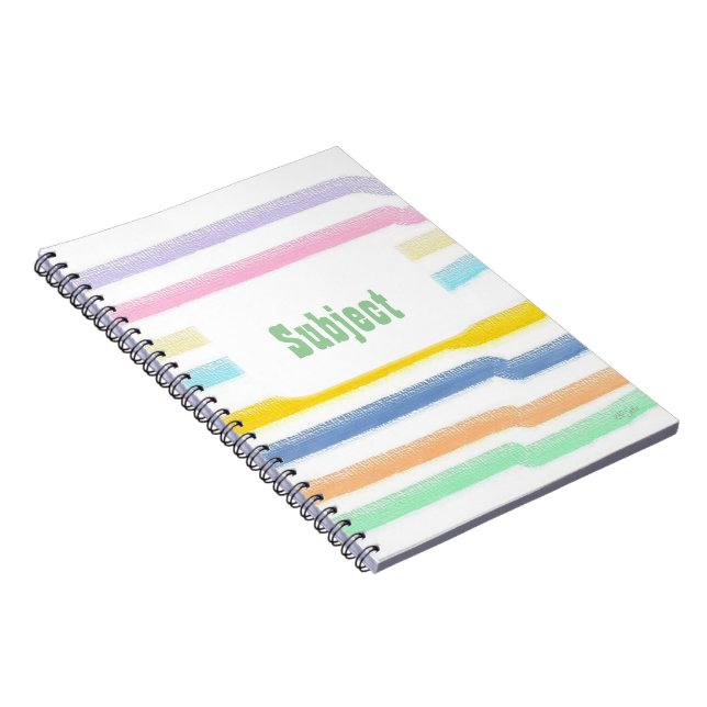 Wavy Stripes Striped Multicolored Subject Notebook (Right Side)
