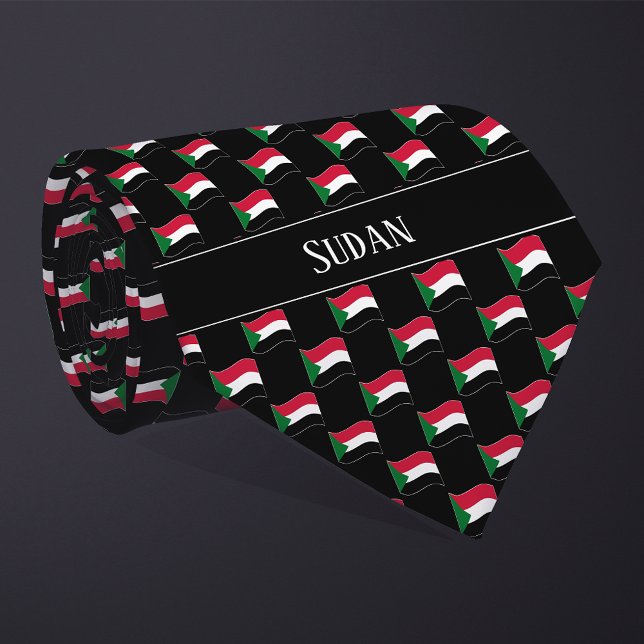 Wavy Sudan Flag Pattern  Neck Tie (Creator Uploaded)