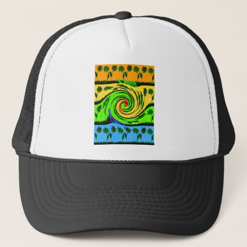 Wavy Summer Wave Floral Colors Trucker Hat
