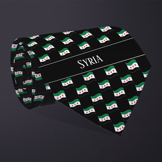 Wavy Syria Flag Pattern  Neck Tie (Creator Uploaded)