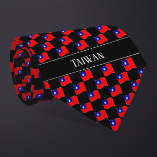 Wavy Taiwan Flag Pattern Neck Tie
