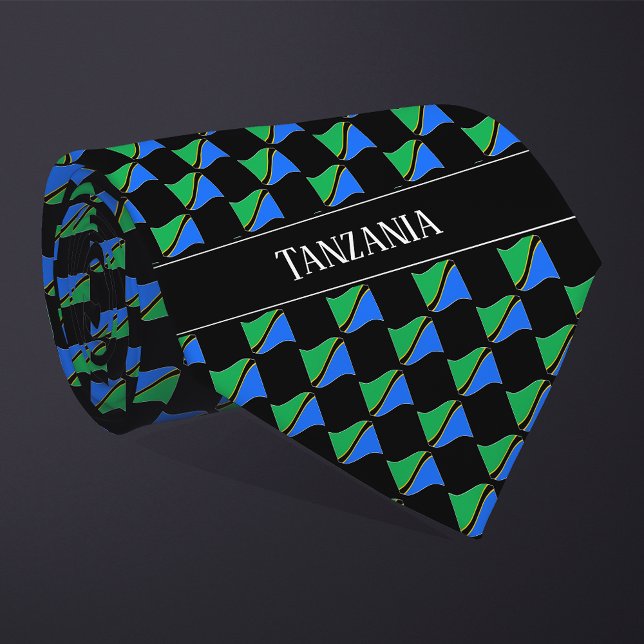 Wavy Tanzania Flag Pattern  Neck Tie (Creator Uploaded)
