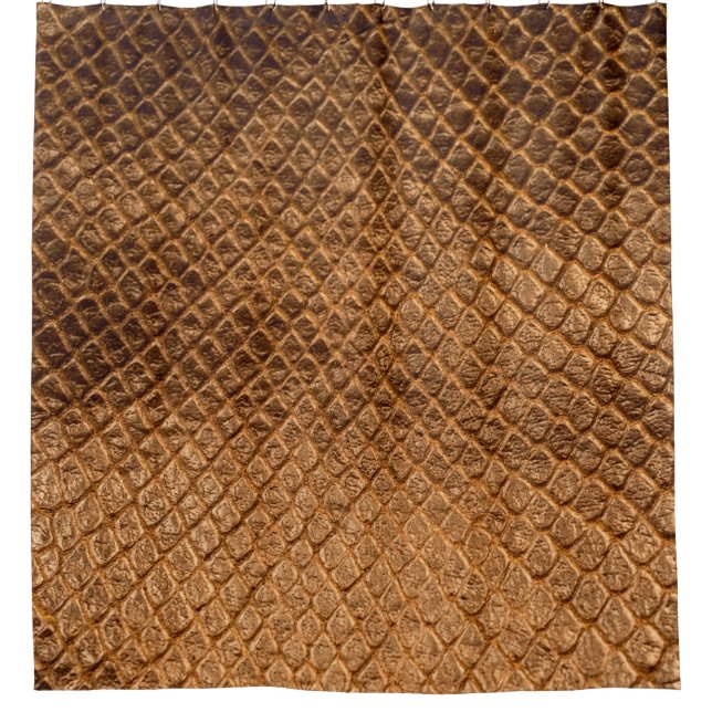 Wavy texture background bronze snake leatherleathe shower curtain (Front)