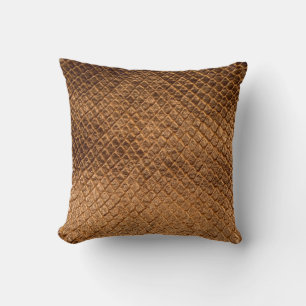 Wavy texture background bronze snake leatherleathe throw pillow