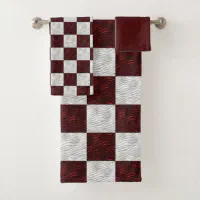 Checkered Red and White Bath Towel Set, Zazzle