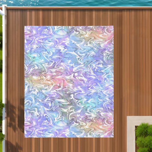 Wavy Tie Dyed Colorful Psychedelic Swirls Hippie Outdoor Rug