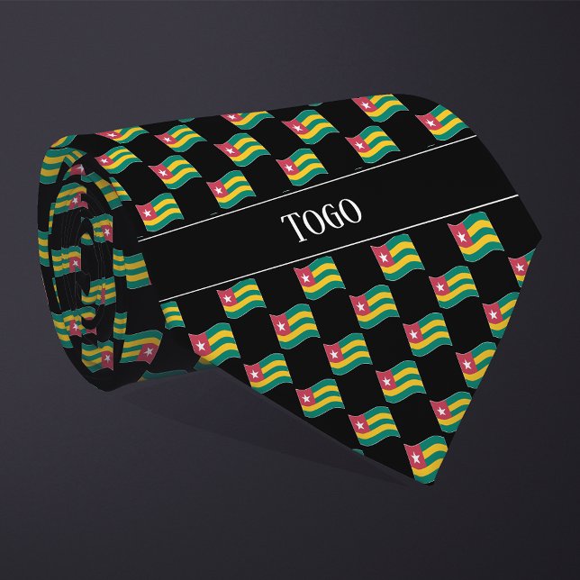 Wavy Togo Flag Pattern  Neck Tie (Creator Uploaded)