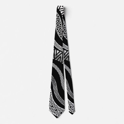 Wavy Tribal  Ethnic Boho Pattern Neck Tie