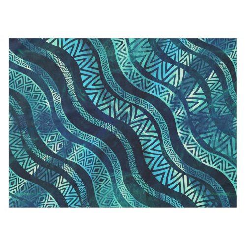 Wavy Tribal  Ethnic Boho Pattern Tablecloth