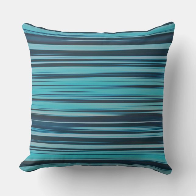 Wavy Turquoise and Blue Stripes Throw Pillow (Front)