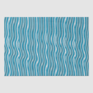 Wavy Turquoise and White Stripes Tissue Paper