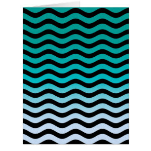 Wavy Turquoise Stripes Cards