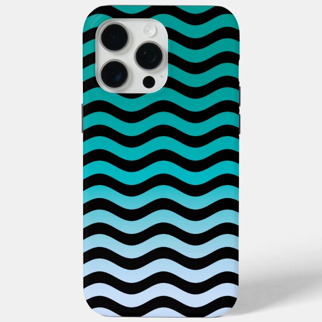 Wavy Turquoise Stripes Case-Mate iPhone Case (Back)